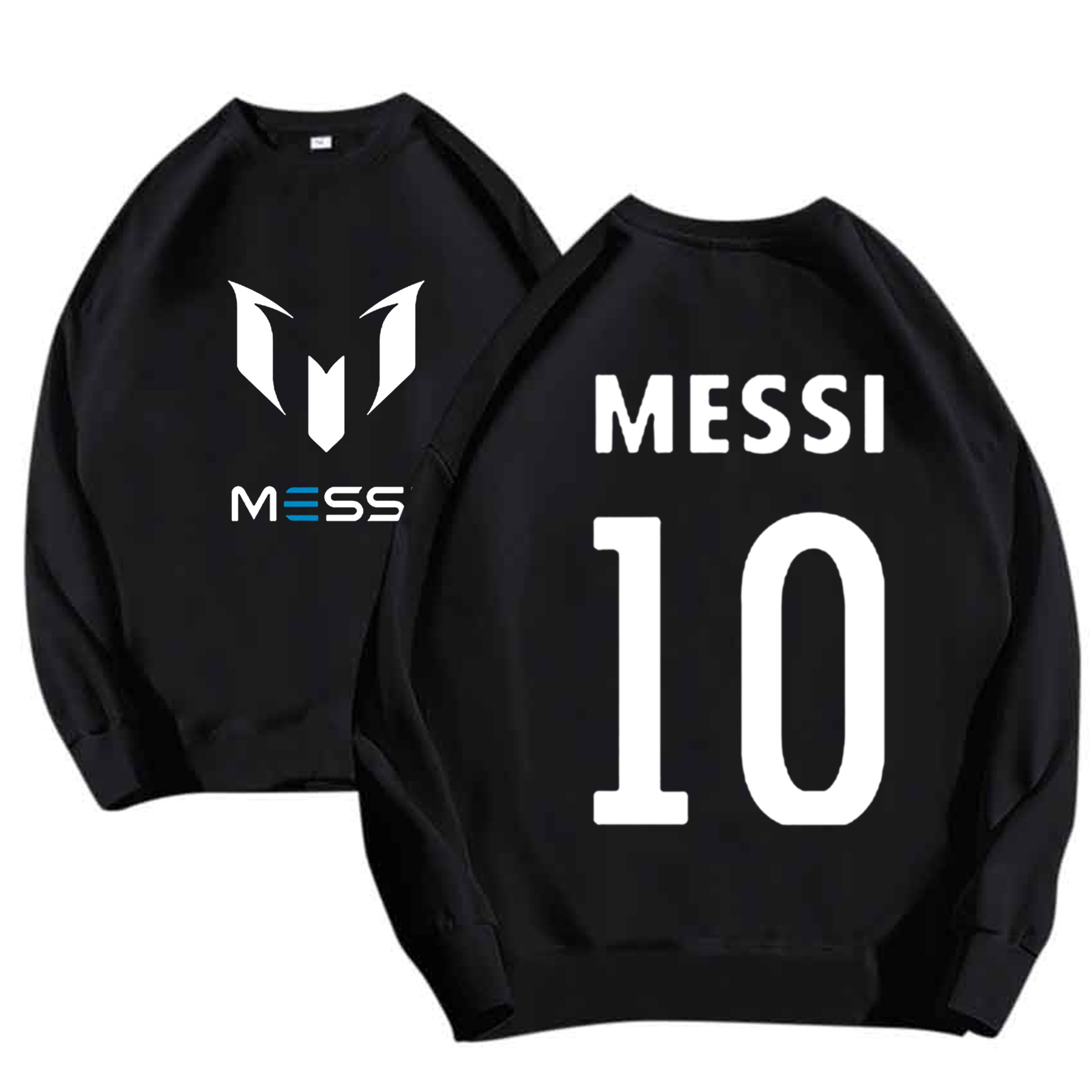 Autumn and winter american fashion men's and women's same style football star printed round neck loose fleece-lined sweater wholesale