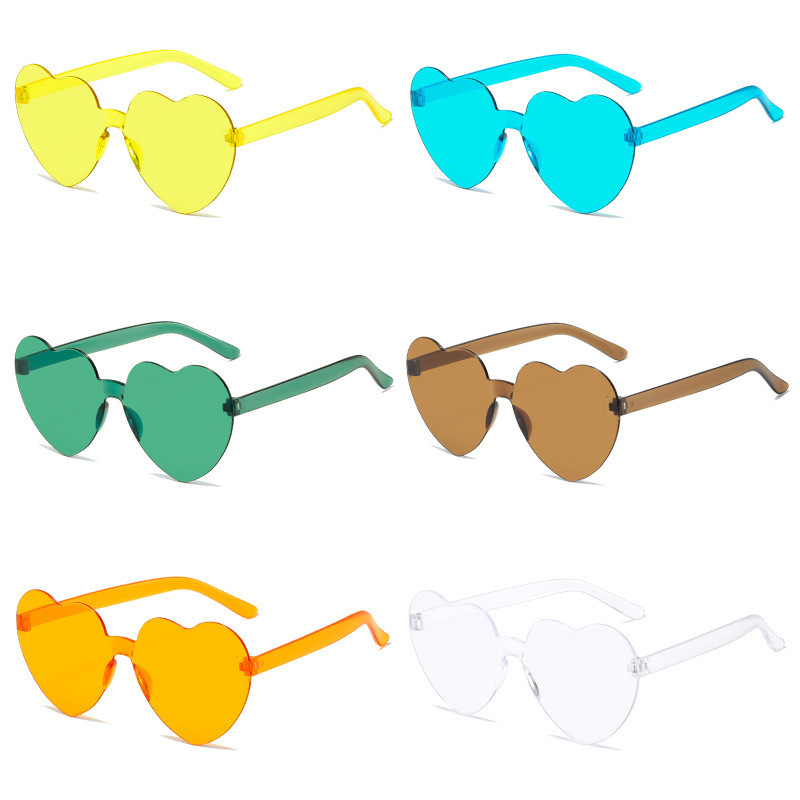TY11 love transparent jelly color love sunglasses men and women peach heart sunglasses cross-border European and American heart-shaped conjoined