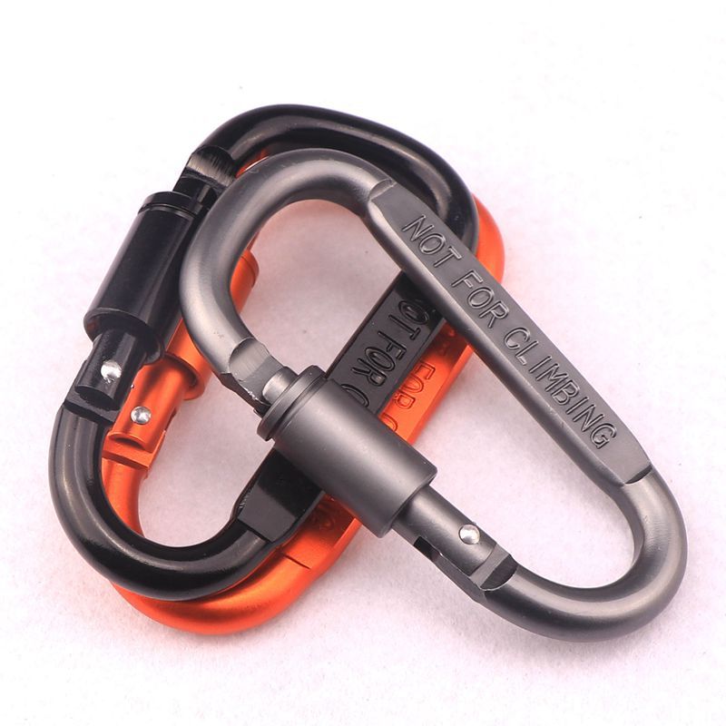 Factory for wholesale 8D bold color long nut with lock aluminum alloy carabiner bag buckle tent convenient hook