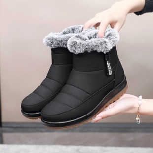 2022 Winter New Full Beef Sole Mother Cotton Boots Non-slip Waterproof Cloth Boots Fleece-lined Thickened Warm Cotton Boots