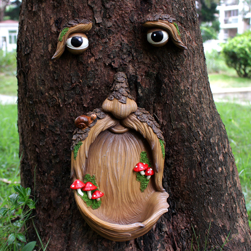 Outdoor courtyard garden decoration Easter tree face mushroom bird feeder Nordic pastoral resin craft ornaments wholesale
