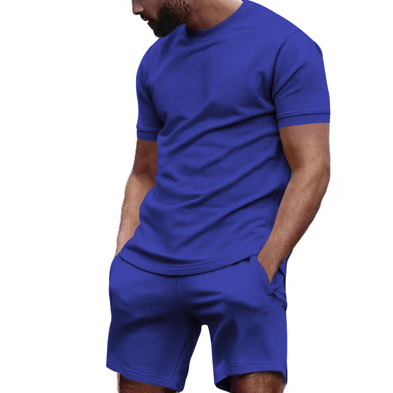 European Short-sleeved T-shirt Shorts Casual Set Men's Fashionable Brand Summer Loose 2023 New Men's Sports Two-piece Set