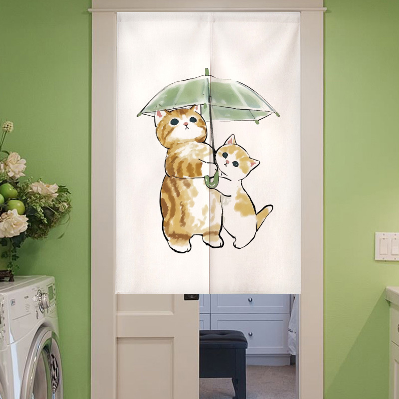 Cartoon door curtain partition curtain kitchen covering hallway toilet bedroom Nordic style cloth curtain decoration household fabric hanging curtain