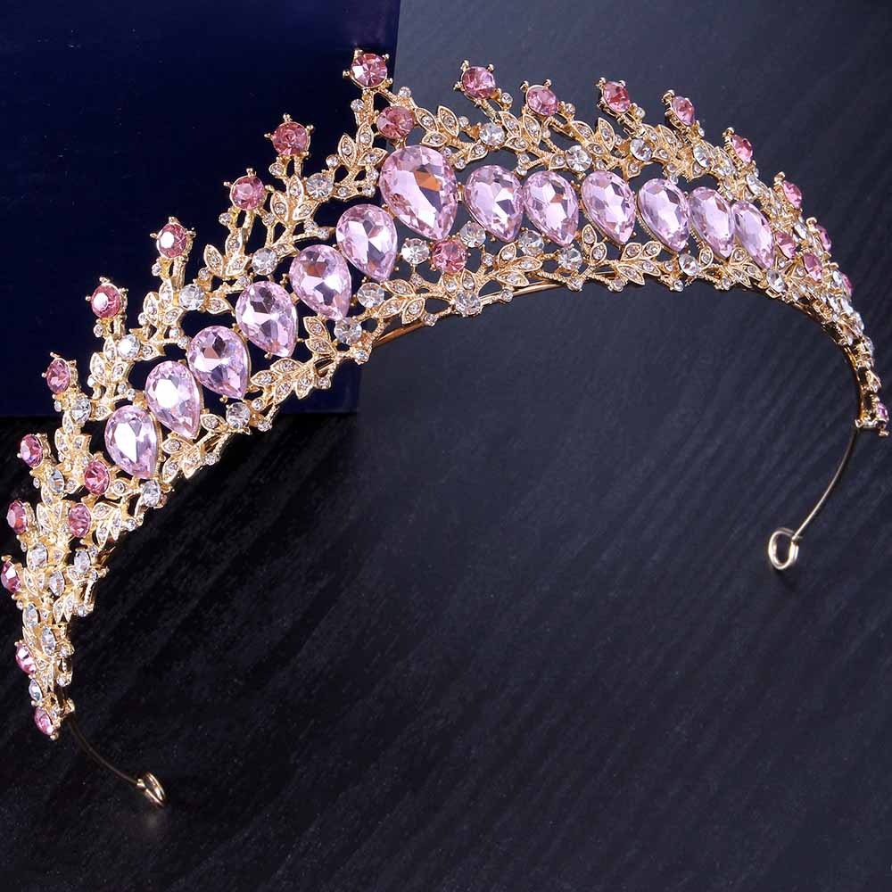 New European and American alloy color bridal crown wedding dress crown headdress holiday Crystal Crown wholesale