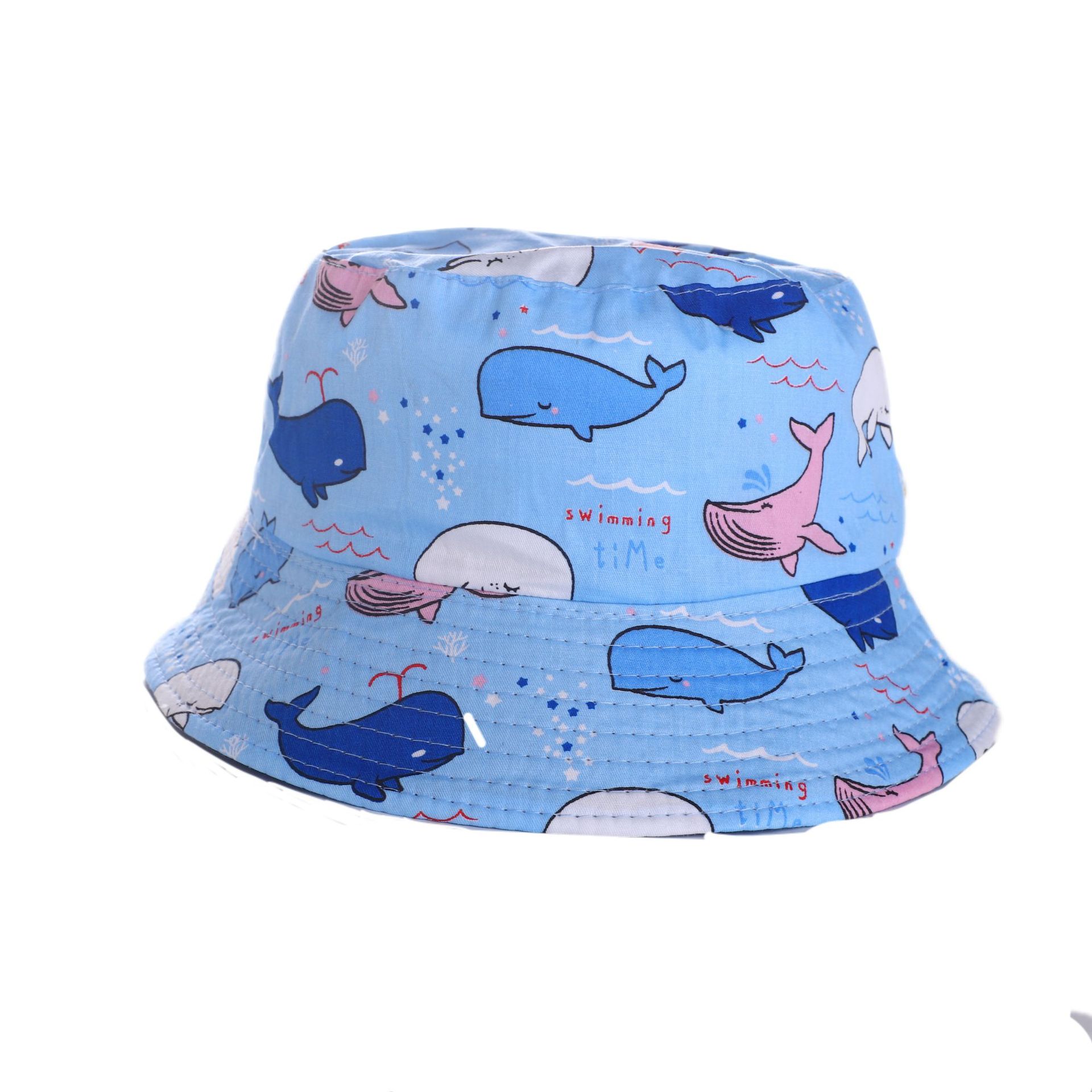 Foreign Trade Children's Printed Fisherman Hat Spring and Autumn Four Seasons Thin Cartoon Sunshade Basin Hat for Boys and Girls