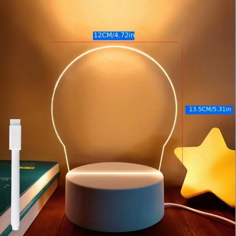 Multi-functional acrylic transparent note board luminous message board night light household ins memo reminder board