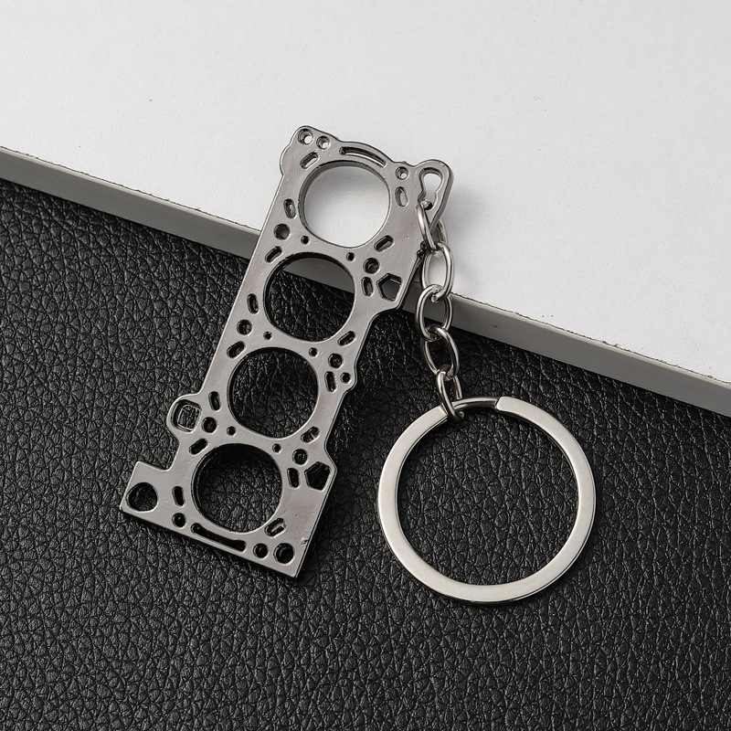 Creative car cylinder engine gasket keychain pendant car metal model key chain gift wholesale