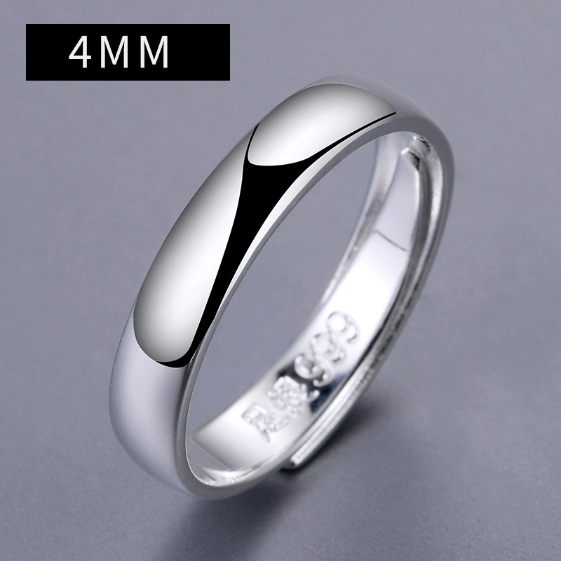 999 silver men's ring plain ring sterling silver single female couple a pair of index finger smooth ring jewelry wholesale