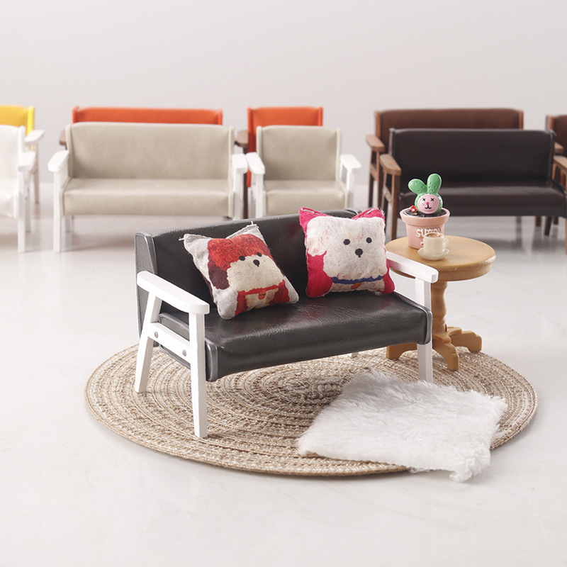 Miniature model food and play mini leather sofa chair 1:12 points ob11 doll house dollhouse diy
