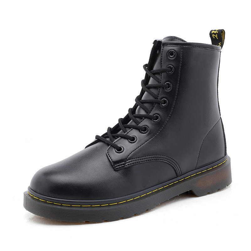 Martin Boots Men's Boots Leather Shoes Men's Winter Snow Boots Fleece-Lined High-Top British Style Workwear Boots All-Match Cotton Shoes Men's