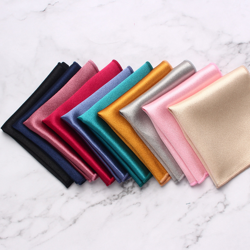 Solid Color British Style Polyester Gossy Pocket Square Men's Suit Banquet Wedding Photography Formal Dress Breast Square Handkerchief