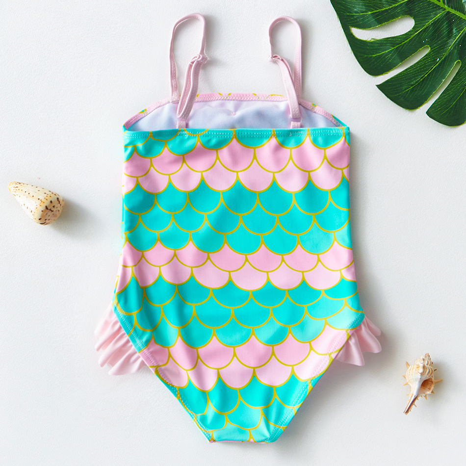 ins foreign trade hot sale New Girls' one-piece fish scale swimsuit big bow girls' swimsuit children's swimsuit