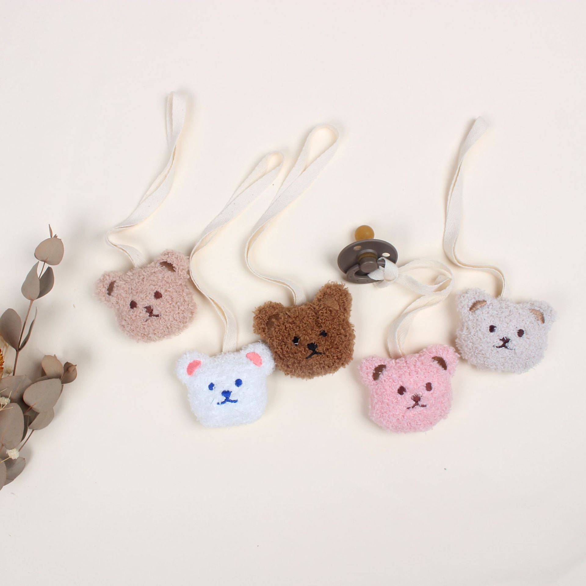 Writable name baby pacifier chain plush bear baby teether Cup Anti-lost pendant decoration for children