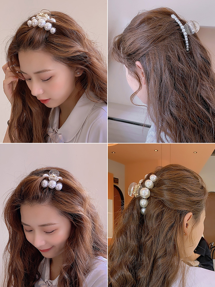 Pearl Hairpin Hair Clip Back Head Small Clip Women's Summer Hair Clip Headdress Korean Hair Accessories Shark Clip