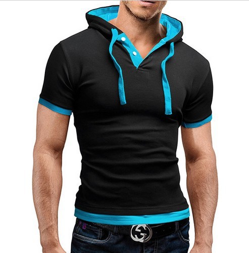 Foreign trade wholesale AliExpress hot new short sleeve hanging rope hooded short sleeve T-shirt DT08