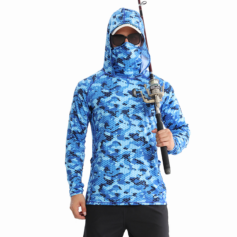 Summer outdoor sun protection clothing for men, breathable, quick-drying, sun protection clothing, Lua hooded sun protection mask, fishing clothing, special