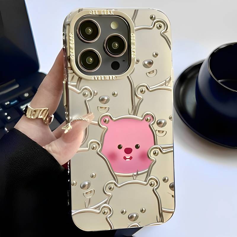 韓國可愛線條卡通適用iphone14pro蘋果15手機殼11電鍍12pro小眾13