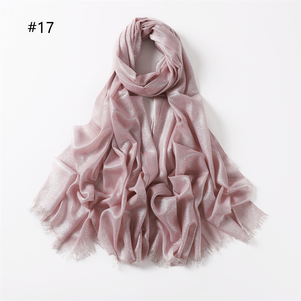 Cross-border international station new solid color rayon Gold Silver two short beard shawl women's scarf a generation of hair