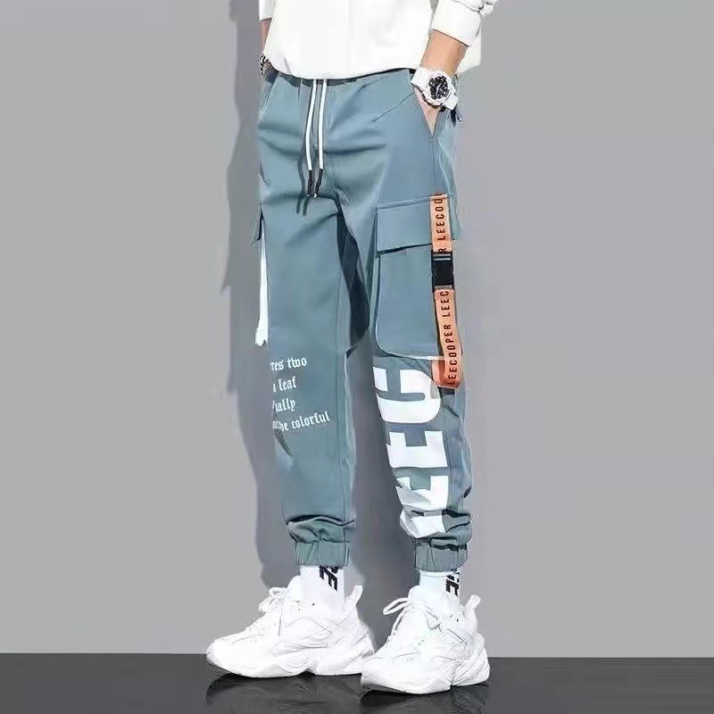 Junior High School Students Summer Pants Men's Trendy Leg Leg Casual Pants Teenagers Loose Overalls Boy's Motor Function