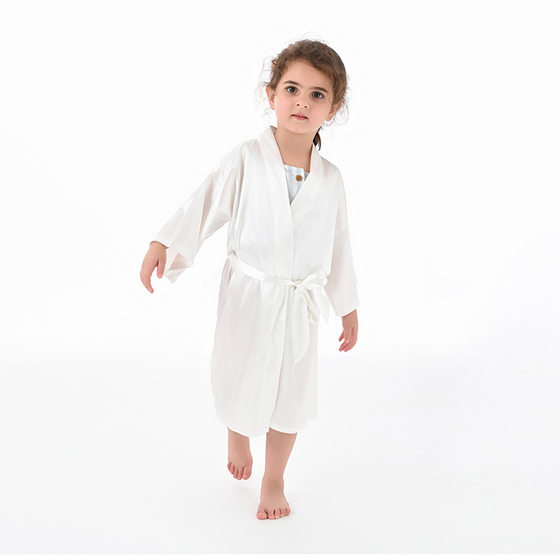 Cross-border pure color children's bathrobe foreign trade thin big children satin nightgown baby catwalk cardigan boys and girls bathrobe