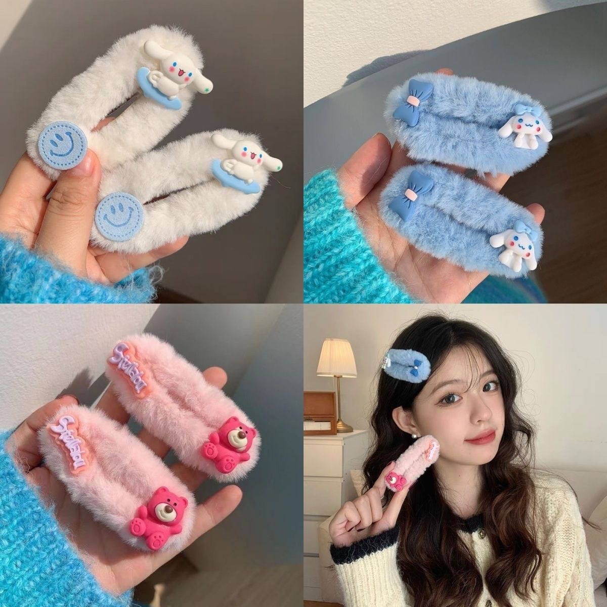 Plush Yugui dog hairpin female autumn and winter hair accessories cute clip headdress BB clip forehead broken hair bangs clip hairpin female