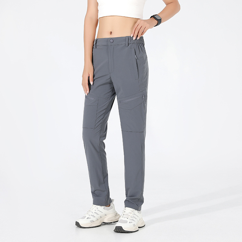 Summer Outdoor Quick-drying Pants Men's and Women's Thin Stretch Hiking Pants Ice Silk Sports Casual Long Breathable Straight Crock Pants