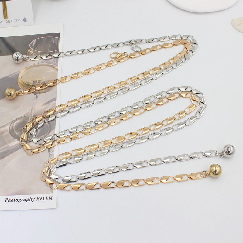 Metal Hook Adjusting Waist Chain Women's Fashionable All-match Decorative dress Distinctive Chain Korean-style Waist Slim Belt
