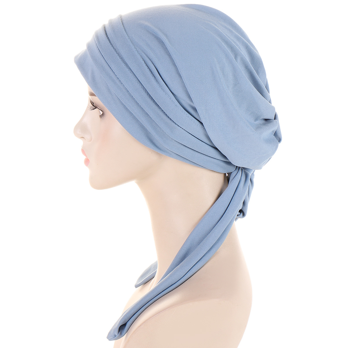 Amazon New Solid Color Crystal Hemp Four Bar Long Tail Hood AliExpress Chemotherapy Hat Women's Hat