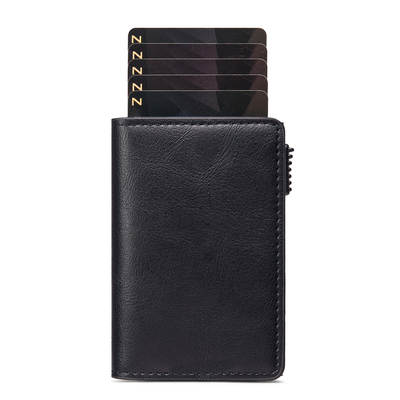 Amazon popular side push automatic pop-up card case RFID aluminum alloy anti-theft brush credit card case Men's wallet