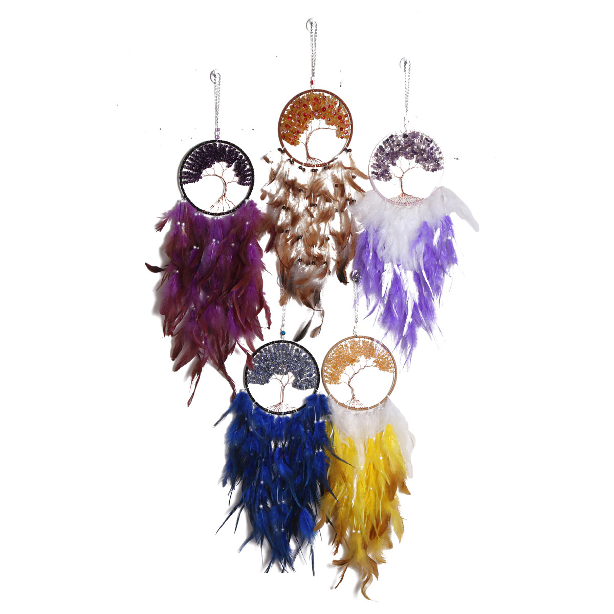 Tree of Life Dream Catcher Gravel Craft Decoration Gift Wind Chimes Pendant Room Indoor Home Decoration Dream Catcher