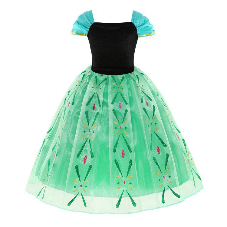 Frozen Princess Dress 2021 Girl's Lace Mesh Halter Pattern Small Safflower Double Skirt Dress