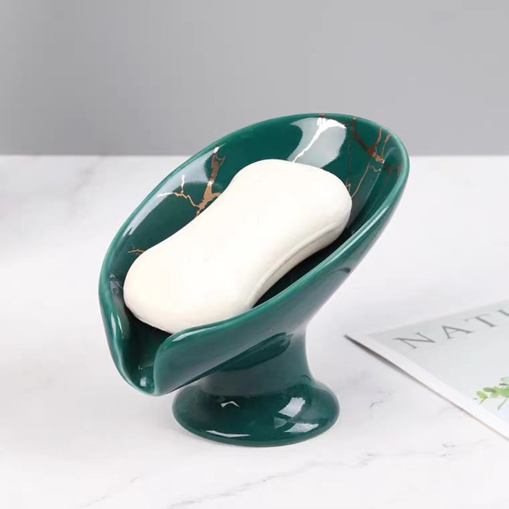 Creative cross-border new ceramic leaf soap box hotel bathroom toilet soap bracket soap leaf tray