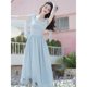 Vintage Minute Style Women's Square Collar French Dress Long High Waist Slimming Skirt Women's Summer Long Dress Summer 2024