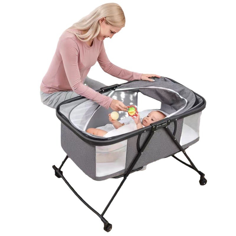 Crib Foldable Portable Cradle Bedside Bed Mobile Baby Bed Basket Bed Newborn Splicing Big Bed