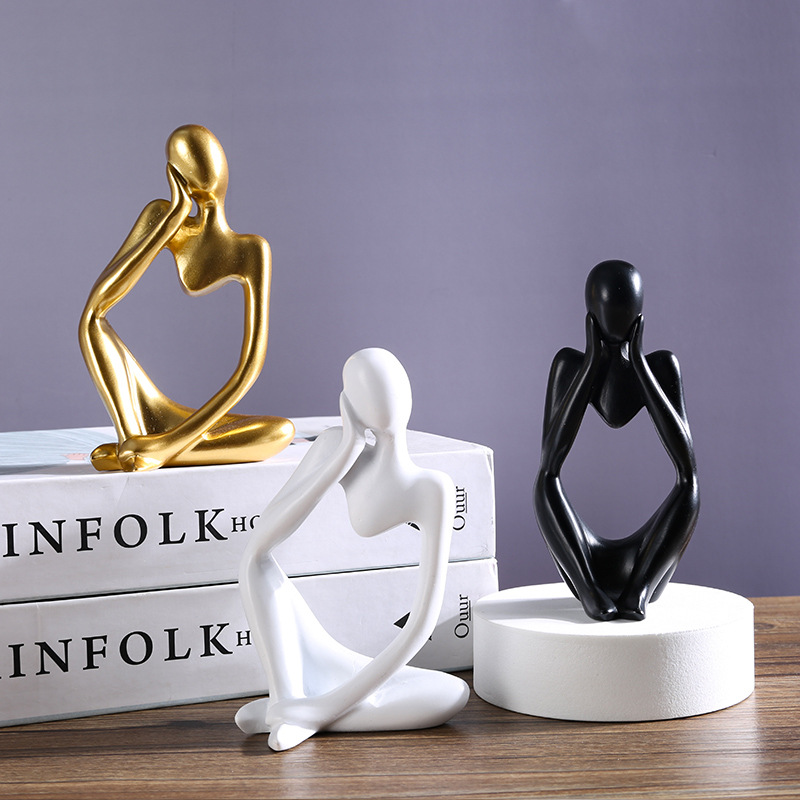 Nordic style left and right thinking character abstract resin crafts decoration office model room decoration wholesale