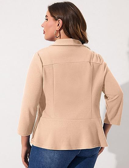 Cross-border Amazon new women's plus size casual blazer front open long sleeve office cardigan jacket