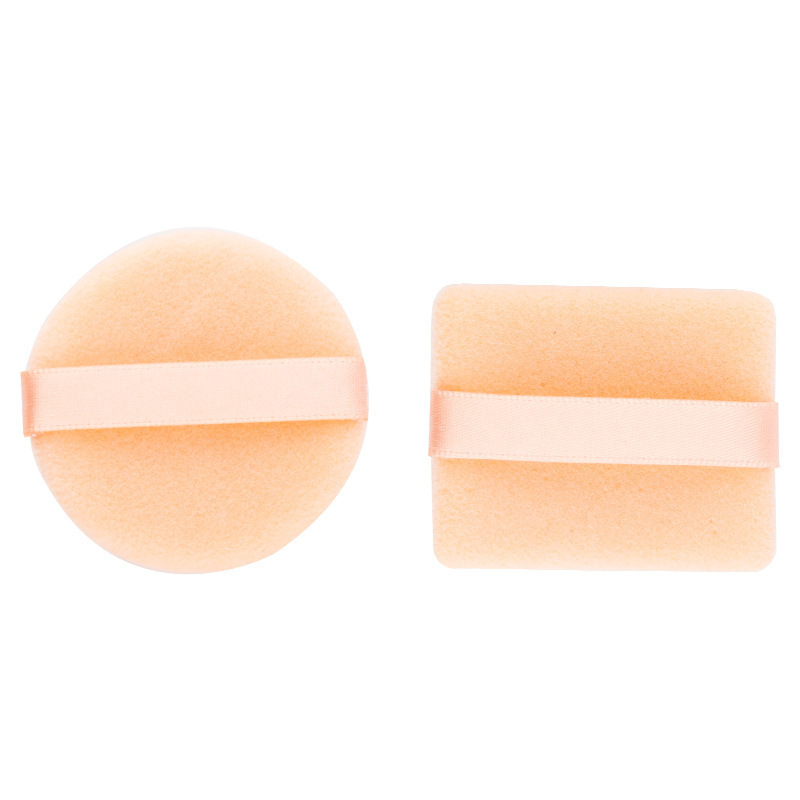 Double-sided flocking powder puff wholesale Round Square hook ribbon makeup powder puff makeup special honey powder cake