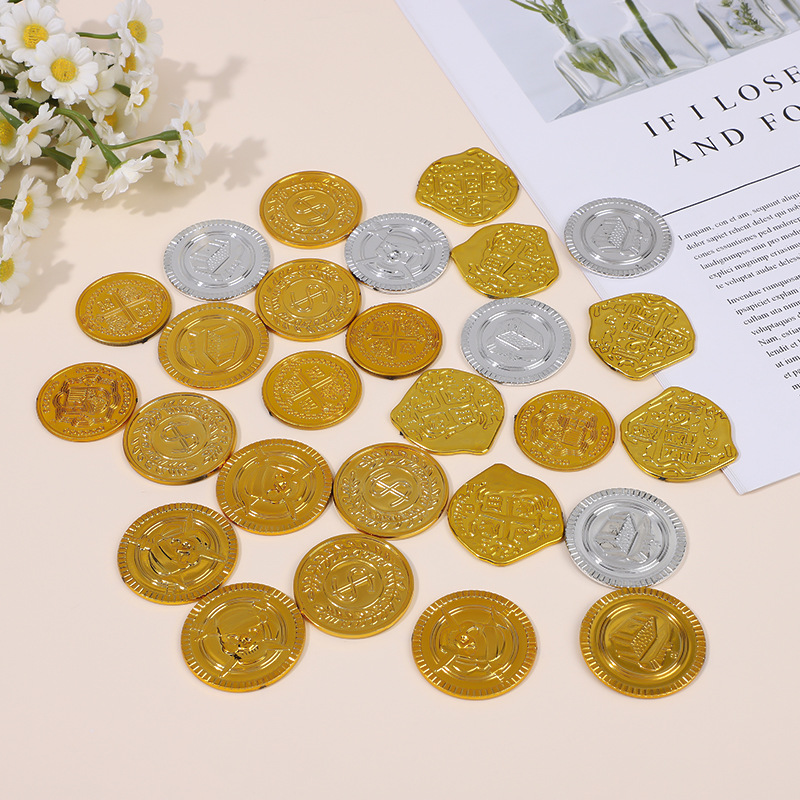 Pirates Gold Coins Game Coins Toys Props Pirates Gold Coins Table Game Accessories Coins Plastic Toy Coins