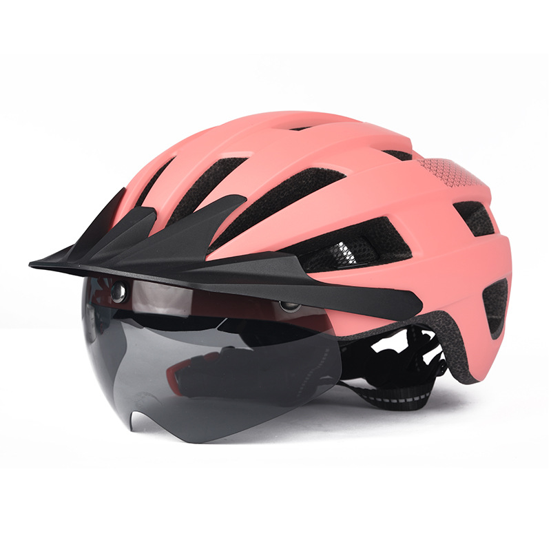 2022 cross-border new competition Road bike riding helmet mountain bike helmet with goggles brim bicycle helmet
