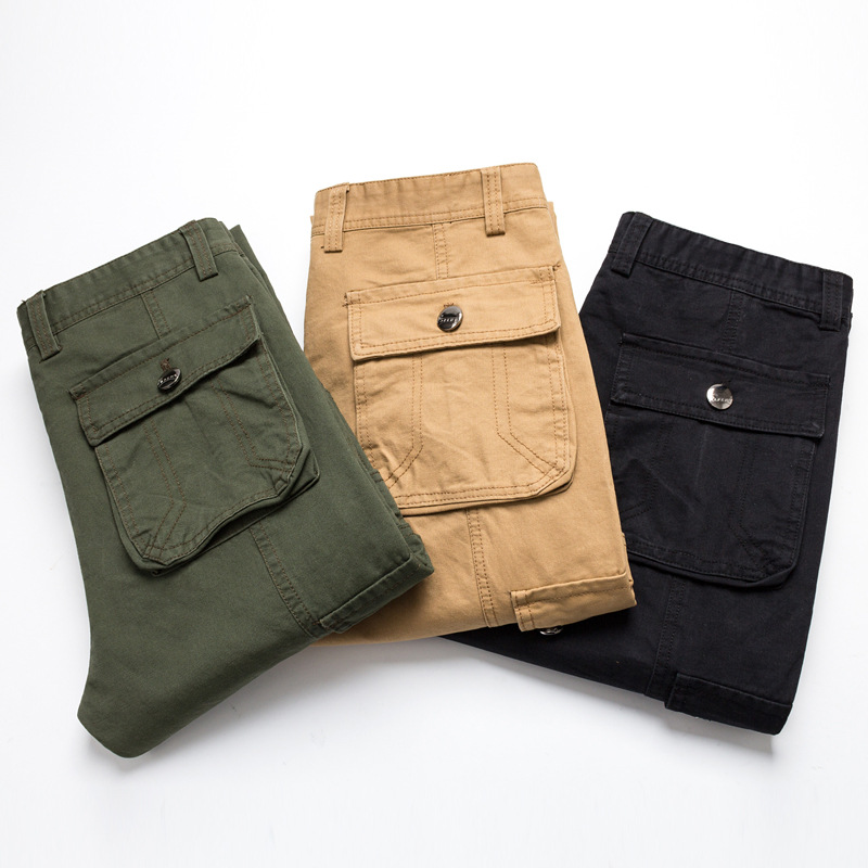 Cotton New Arrival Overalls Men's Multi-Pocket Loose Straight Casual Pants Wear-Resistant Work Pants Security Military Pants