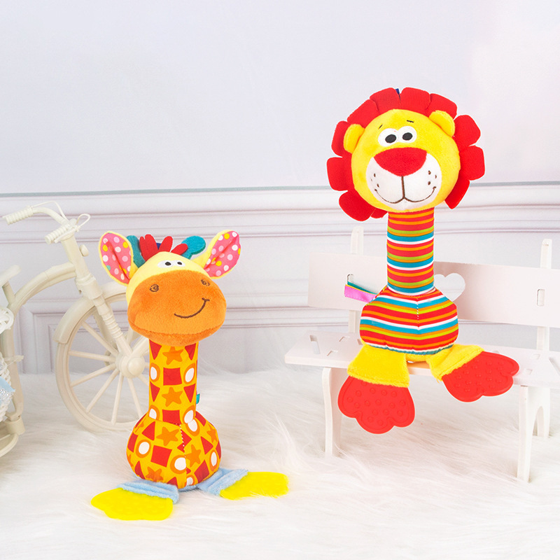 Baby rocking stick toy 0-1 years old bed hanging car pendant plush teether hand rattle doll