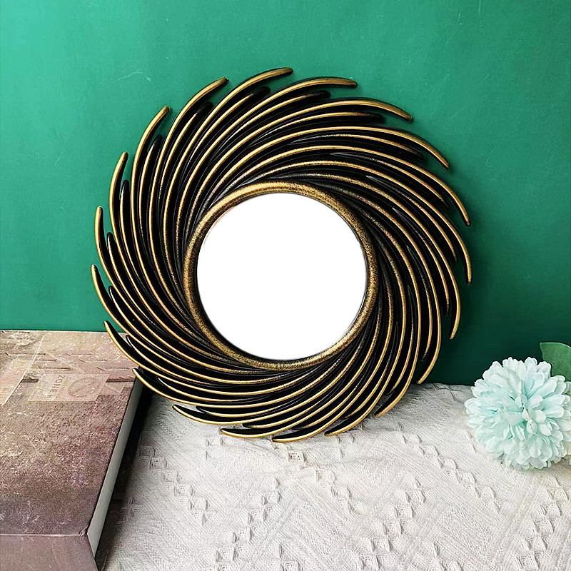Modern background wall decorative mirror wall hanging wall decoration hallway bedroom bathroom wall metal wall Bird's Nest mirror pendant