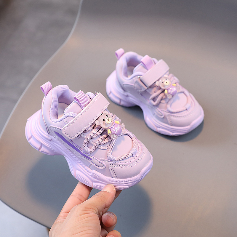 Children's leather shoes casual shoes Spring and Autumn New breathable sneaker 1-6 years old baby soft bottom bear sneaker