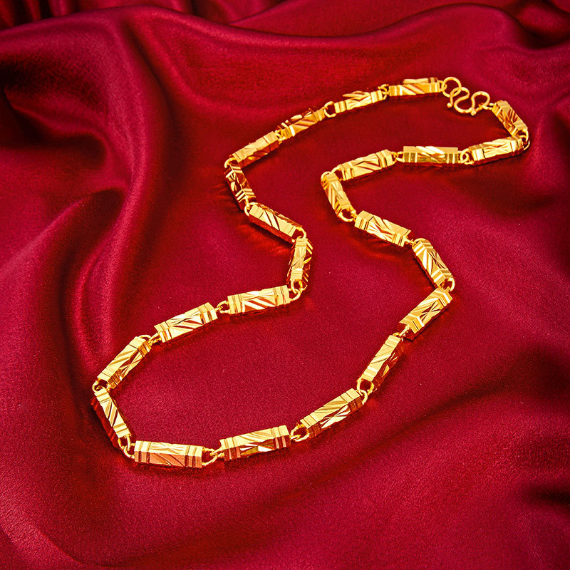 Vietnam sand gold necklace men's long-standing solid hexagonal atmosphere men's gold shop with gold plated necklace