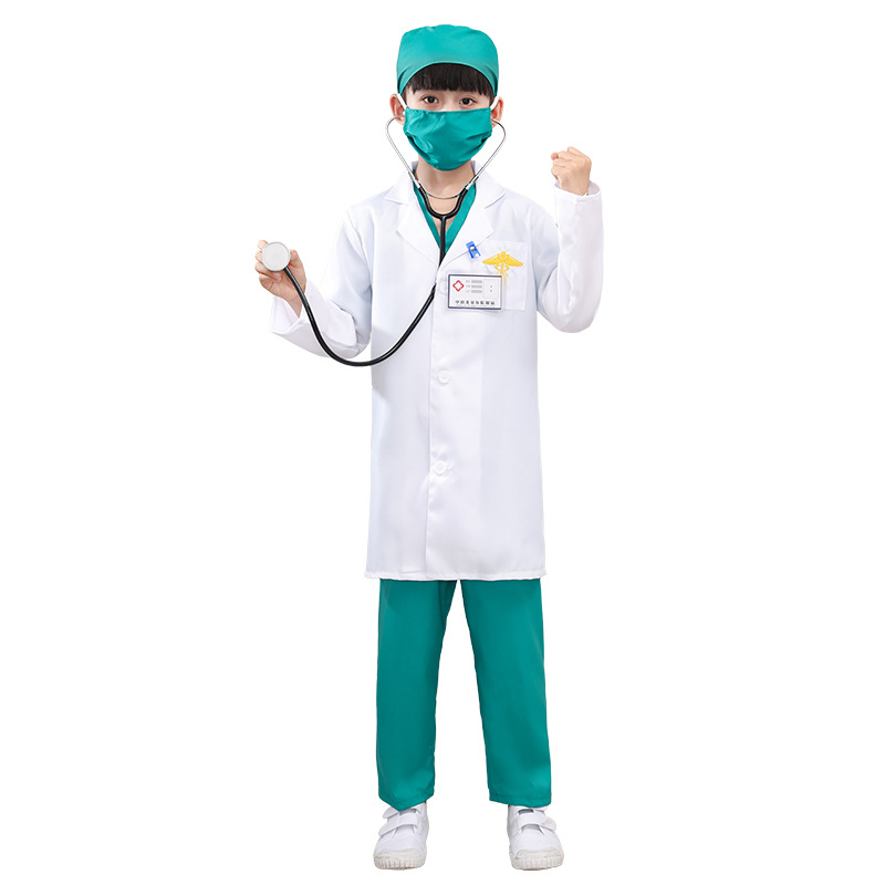 Children's White Coat Nurse Clothing Small Doctor's Surgical Clothing Children's Anti-Epidemic Male and Female Children's Retrograde Dance Performance Clothing