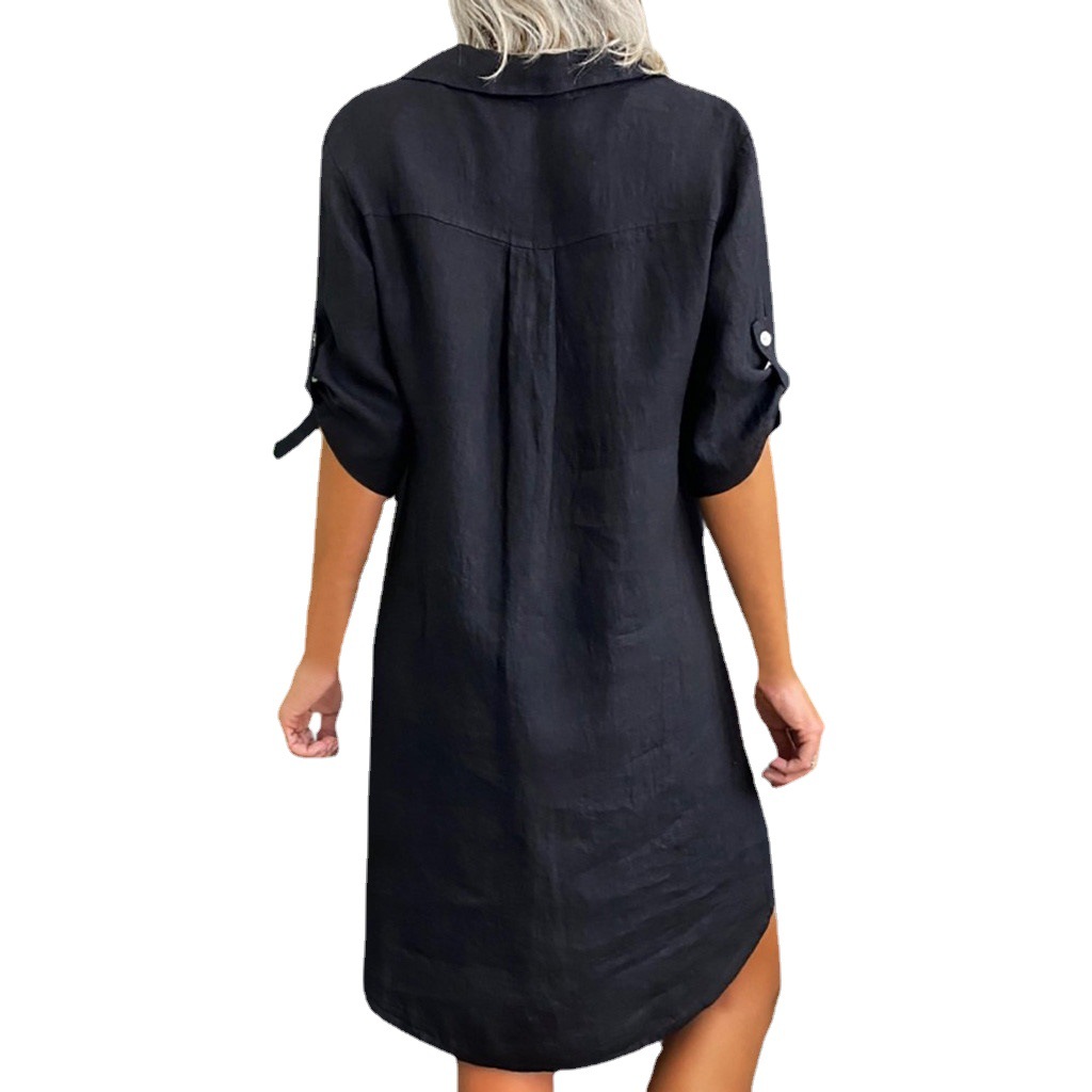 Spring 2023 Amazon AliExpress European and American New Nordic style short-sleeved shirt dress shirt for women