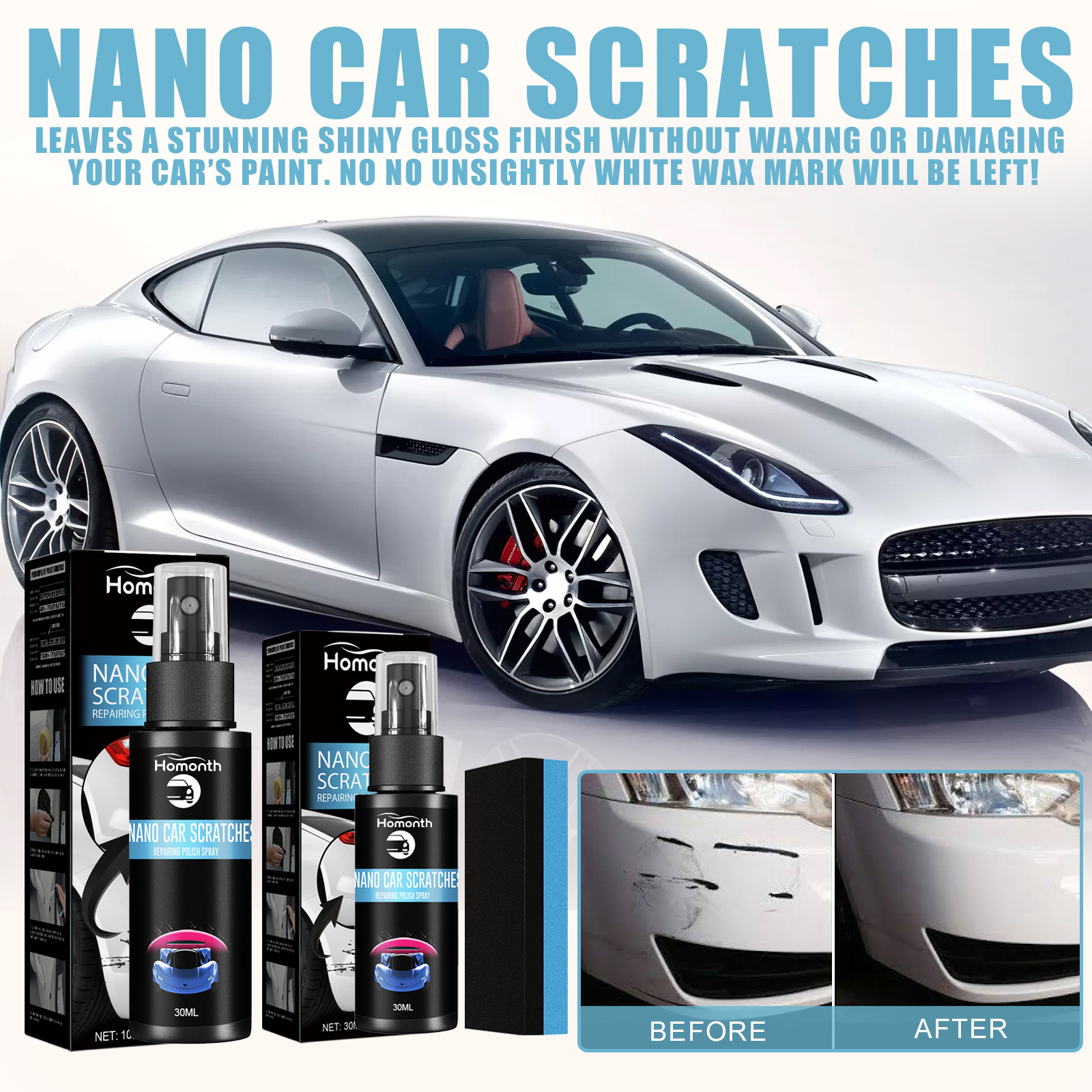Homonth scratch repair spray car scratch renovation cleaning repair maintenance brightening care paint spray