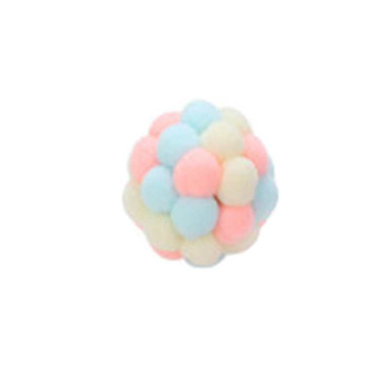 Cat plush ball toy pet elastic Bell Ball self hi ball cat colorful wool ball Rainbow Ball