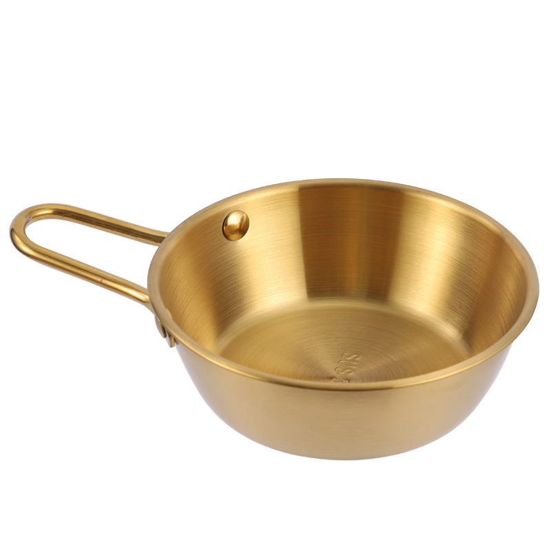 Factory direct supply Korean tableware 304 stainless steel bowl with handle Japanese food restaurant rice wine snack seasonings bowl