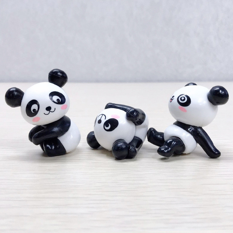 Cartoon PVC doll cute panda Beibei keychain pendant micro landscape cake decoration panda toy wholesale